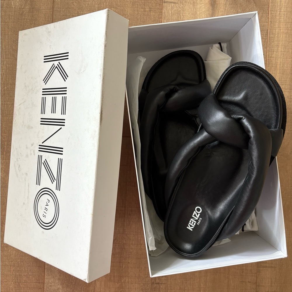 NWOT Kenzo Paris Komfy Mule Black Slide Sandals - Picture 2 of 3